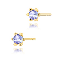 Kolczyki złote T 0222 próby 0,585 z  Tanzanit 2 x 0,15ct