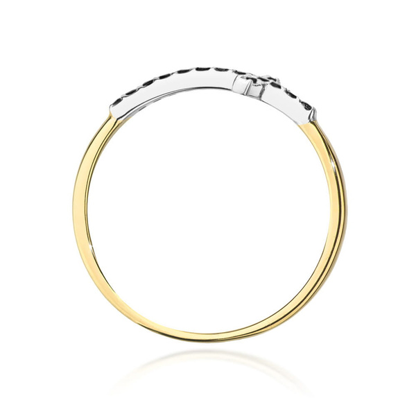 Pierścionek z żółtego złota z czarnymi   T-0636 0,09ct