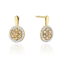 Kolczyki złote próba 0,585 z brązowymi brylantami brązowe brylanty