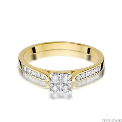 Pierścionek w żółtym złocie próby 585 model T-402 Brylanty 0,17