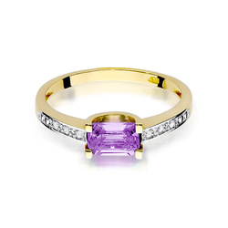 Pierścionek w żółtym złocie próby 585 model T-0105 ametyst 0,60ct 