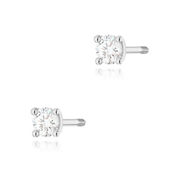 Kolczyki złote próby 0,585 k 0066 z brylantami 0,04ct sztyft zakręcany