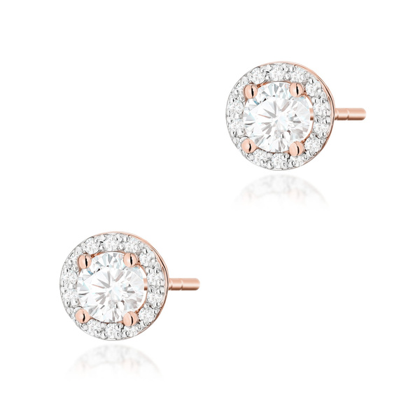 Kolczyki złote T-509 próby 0,585 z brylantami i białymi szafirami 2x0,60ct