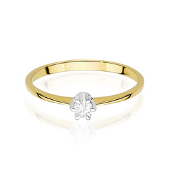 Pierścionek z żółtego złota Diament Laboratoryjny  T-0220 0,10CT