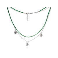 Łańcuszek srebrny podwójny z motywem liści.