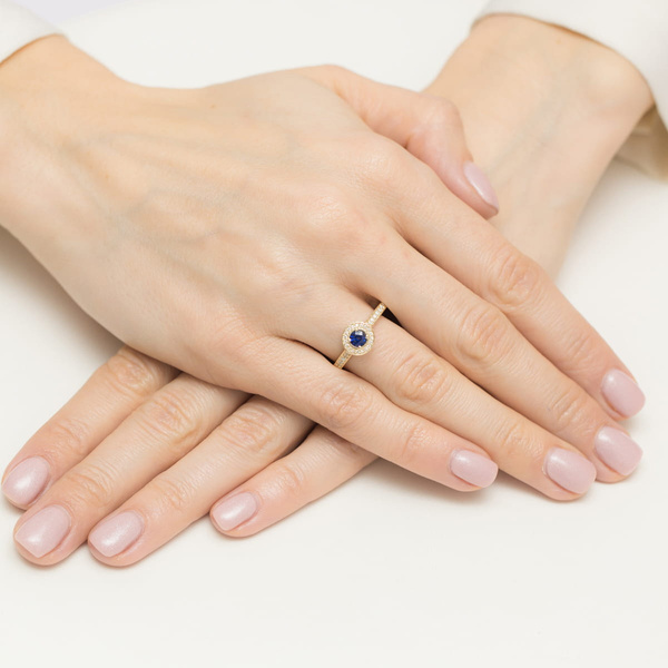 Pierścionek w złocie próby 585 model T-559 szafir 0,30ct i brylanty