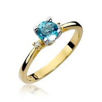 Pierścionek w żółtym złocie próby 585 model T-17 topaz 0,50ct i brylanty 0,06