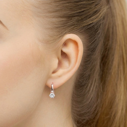 Kolczyki złote T-0572 próby 0,585 z brylantami i białymi szafirami 2x0,60ct