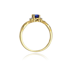 Pierścionek w żółtym złocie próby 585 model T-19 tanzanit 0,40ct i brylanty 