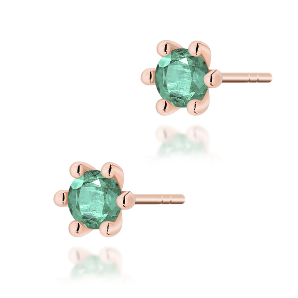 Kolczyki złote T-0222 próby 0,585 ze szmaragdami 2 x 0,30ct