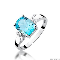 Pierścionek w białym złocie próby 585 model T-400 topaz 2,40ct i brylanty 0,01