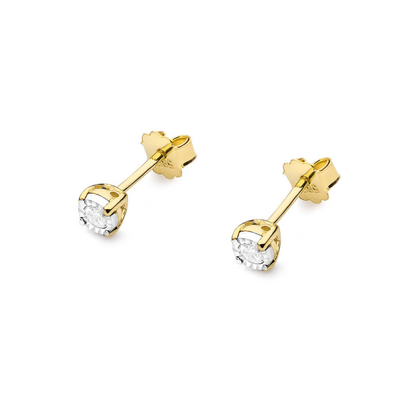 Kolczyki złote próby 0,585 z brylantami 0,08ct