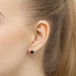 Kolczyki złote T-076 próby 0,585 z brylantami i z czarnymi brylantami