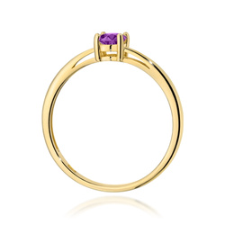 Pierścionek w żółtym złocie próby 585 model T-0685 ametyst 0,40ct i brylanty