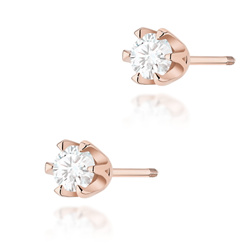 Kolczyki złote klasyczne punkciki sztyfty zakręcane próby 0,585 z brylantami to-220 2x 0,30ct