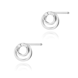 Kolczyki złote próby 0,585 k 0078 z brylantami 0,03ct sztyft zakręcany