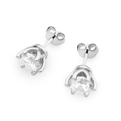 Kolczyki złote klasyczne punkciki sztyfty zakręcane próby 0,585 z brylantami laboratoryjnymi -0575 2x 1,00ct