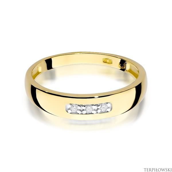 Pierścionek w żółtym złocie próby 585 model T-235 Brylanty 0,04ct