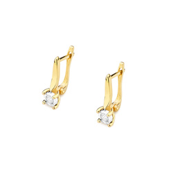 Kolczyki złote próby 0,585 z brylantami 0,08ct