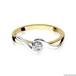 Pierścionek w żółtym złocie próby 585 model T-22 Brylanty 0,08