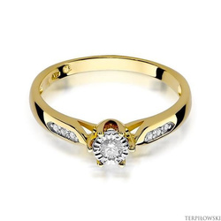 Pierścionek w żółtym złocie próby 585 model T-328 Brylanty 0,13