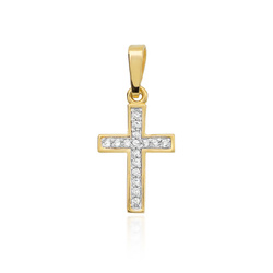 Zawieszka złota próby 0,585 z brylantami krzyżyk tk-42 0,08ct