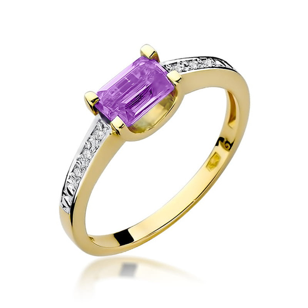 Pierścionek w żółtym złocie próby 585 model T-0105 ametyst 0,60ct 