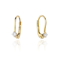 Kolczyki złote próby 0,585 z brylantami 0,08ct, 2 x 0,04ct