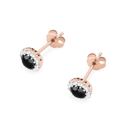 Kolczyki złote kwiaty sztyfty z czarnym brylantem 2 x 50ct próby 0,585 z brylantami to-510 sztyft 