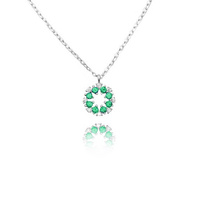 Naszyjnik srebrny 925 z zielonymi cyrkoniami