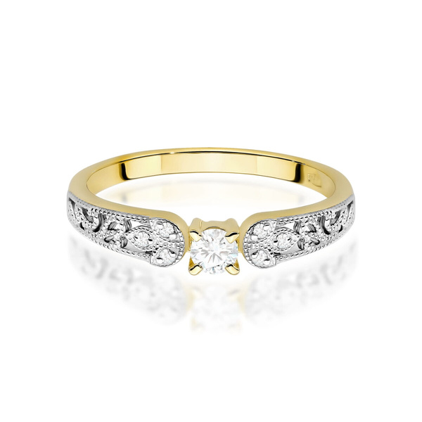 Pierścionek z żółtego złota Diament Laboratoryjny  T-0411 0,13CT