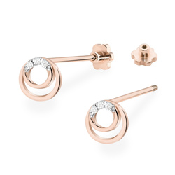 Kolczyki złote próby 0,585 k 0078 z brylantami 0,03ct sztyft zakręcany