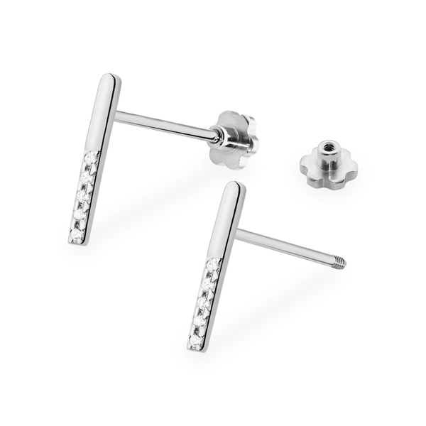 Kolczyki złote próby 0,585 k 0077 z brylantami sztyft zakręcany