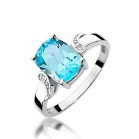 Pierścionek w białym złocie próby 585 model T-400 topaz 2,40ct i brylanty 0,01