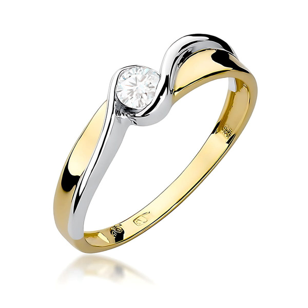 Pierścionek z żółtego złota Diament Laboratoryjny T-0278 0,15ct