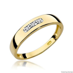 Pierścionek w żółtym złocie próby 585 model T-235 Brylanty 0,04ct