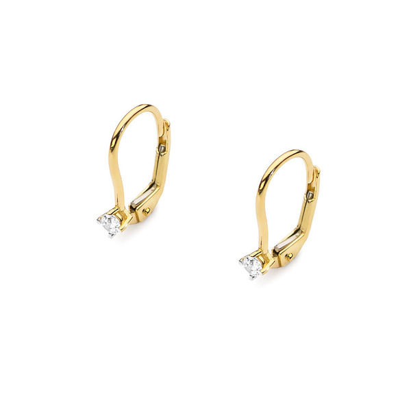 Kolczyki złote próby 0,585 z brylantami 0,14ct  2 x 0,07ct