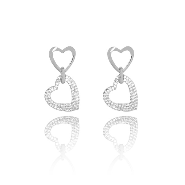 Kolczyki srebrne 925 z cyrkoniami Serca