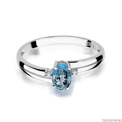 Pierścionek w białym złocie próby 585 model T-68 topaz 0,50ct i brylanty 0,03