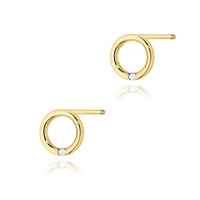 Kolczyki złote próby 0,585 k 0082 z brylantami 2x 0,05ct sztyft zakręcany