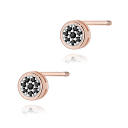 Kolczyki złote T-0041 próby 0,585 z czarnymi brylantami 0,08ct