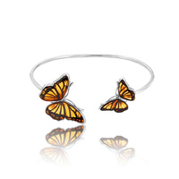 Bransoleta srebrna 925 z bursztynem Motyle