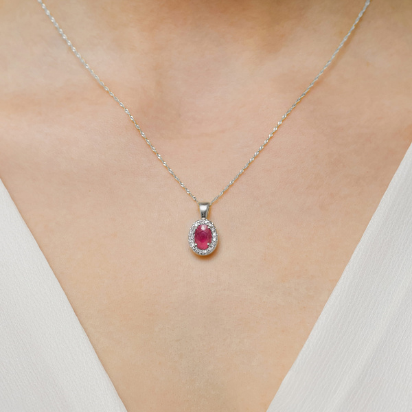 Zawieszka złota T-0574 próby 0,585 z brylantem i rubinem 0,60ct