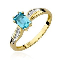 Pierścionek w żółtym złocie próby 585 model T-94 topaz 0,65ct i brylanty 0,03