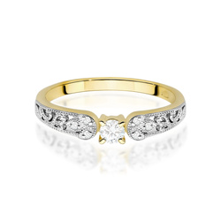 Pierścionek z żółtego złota Diament Laboratoryjny  T-0411 0,13CT