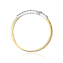 Pierścionek z żółtego złota z czarnymi   T-0636 0,09ct