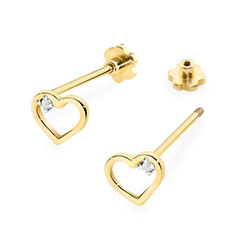 Kolczyki złote próby 0,585 k 0079z brylantami 2x0,05ct sztyft zakręcany
