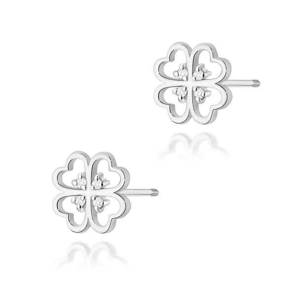 Kolczyki złote próby 0,585 k 0049 z brylantami  0,04ct sztyft zakręcany