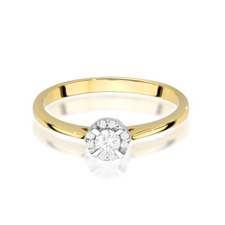 Pierścionek złoty z żółtego złota próby 0,585 z brylantami T -0560 0,14ct