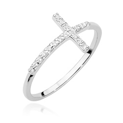 Pierścionek złoty krzyżyk próby 0,585 z brylantami t-036 0,08ct